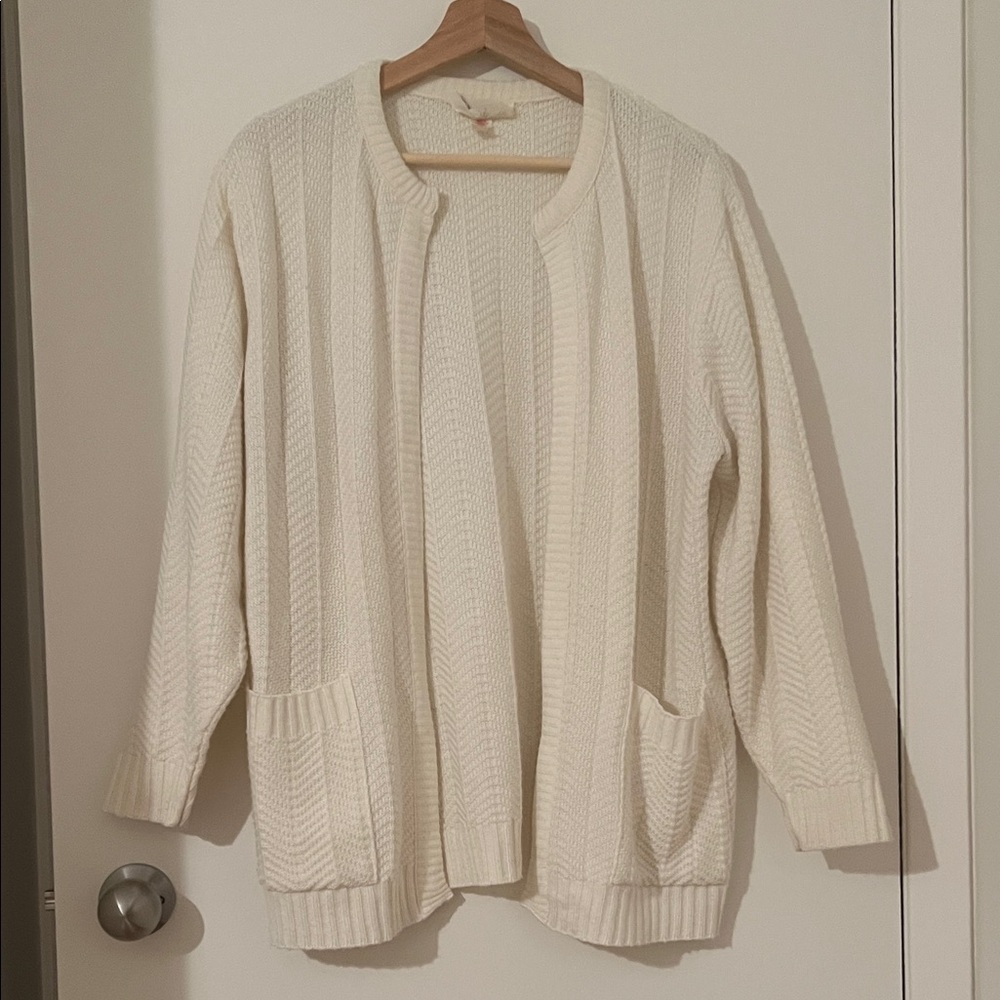 Elegant Cream Women's Open Cardigan Sweater